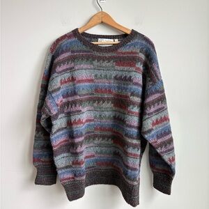 Pavo Real Hand Knit in Peru 100% Pure Alpaca Wool Sweater XL